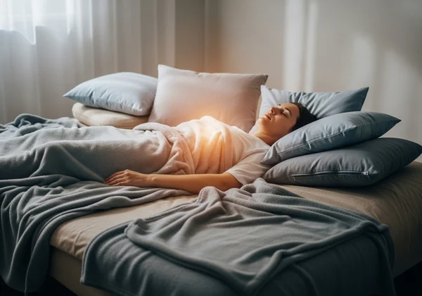 A calm person resting in a peaceful, supportive environment.