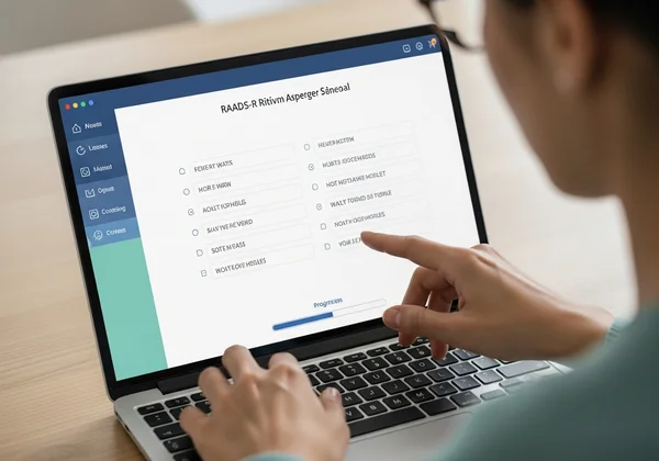 Person completing an online autism screening test on a laptop