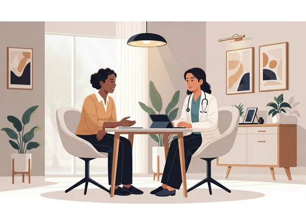 Patient discusses autism traits with a healthcare professional