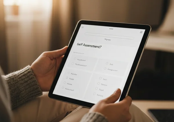 User completing an online RAADS-R-inspired self-assessment test