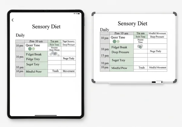 A visual plan or schedule for a sensory diet strategy