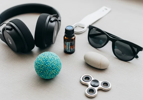 Various items in a personalized sensory regulation toolkit