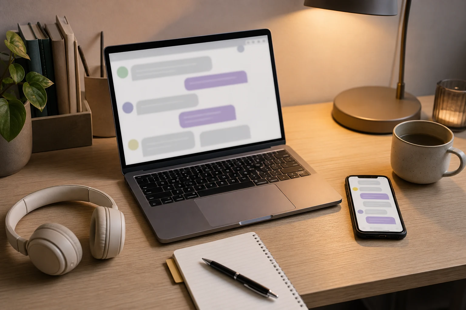 Online community chat on laptop