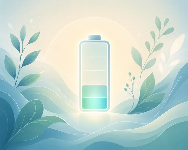A serene minimalist illustration of a battery recharging slowly