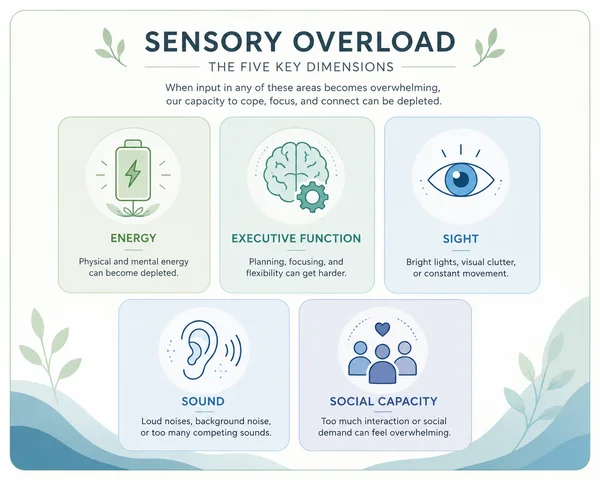 A conceptual chart visualizing sensory overload dimensions